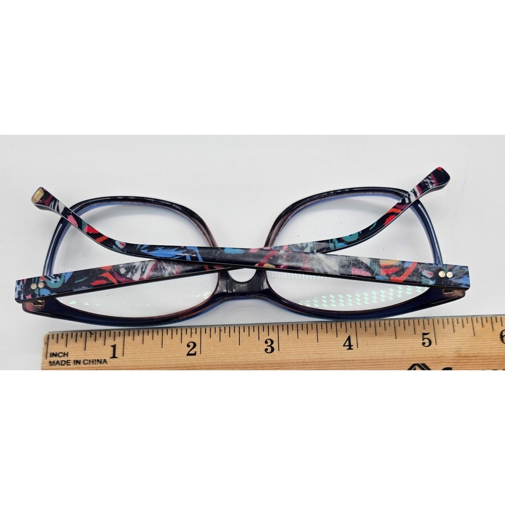 Vera Bradley Eyeglasses Frames Blue Floral Patterned Arms Womens Optical Glasses - Picture 8 of 8